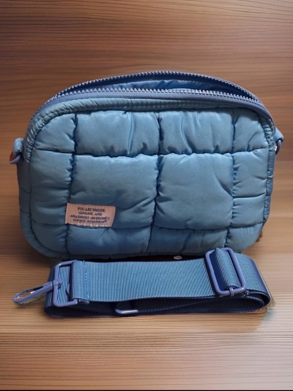 🆕 Simply Southern Puffer Crossbody Bag with Adjustable Strap In Blue